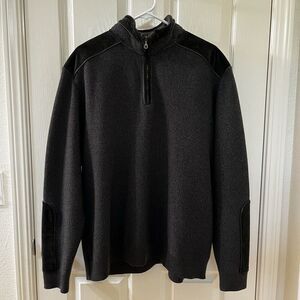 Paul & Shark Yachting Wool Leather Trim 1/4 Zip Pullover Sweater Men's Size XL
